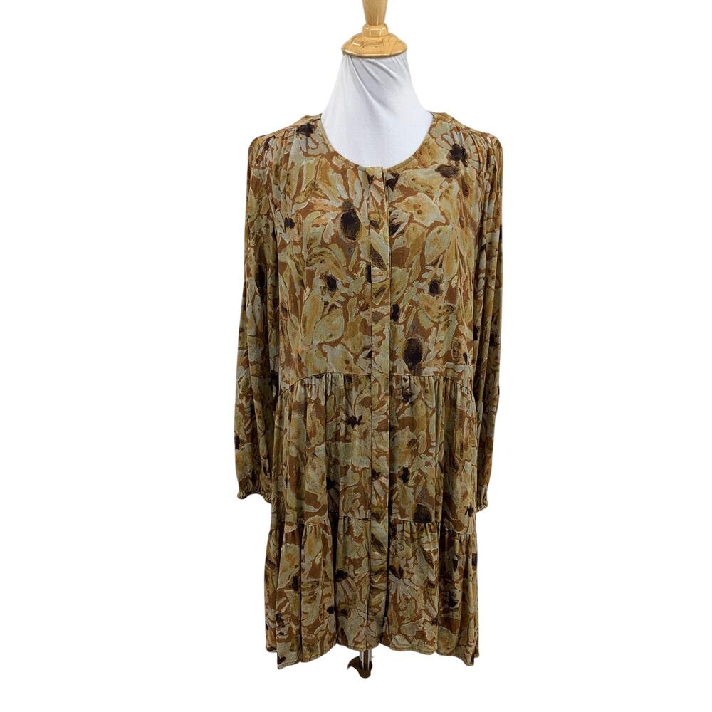 Wilfred Dress Women M Medium Barossa Cinch Cuff Long Sleeve Tiered Babydoll Mini